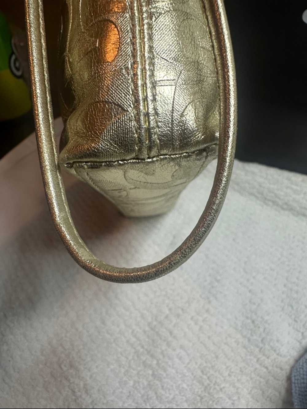 Coach Gold Metallic Signature Wristlet Clutch - Picture 13 of 13
